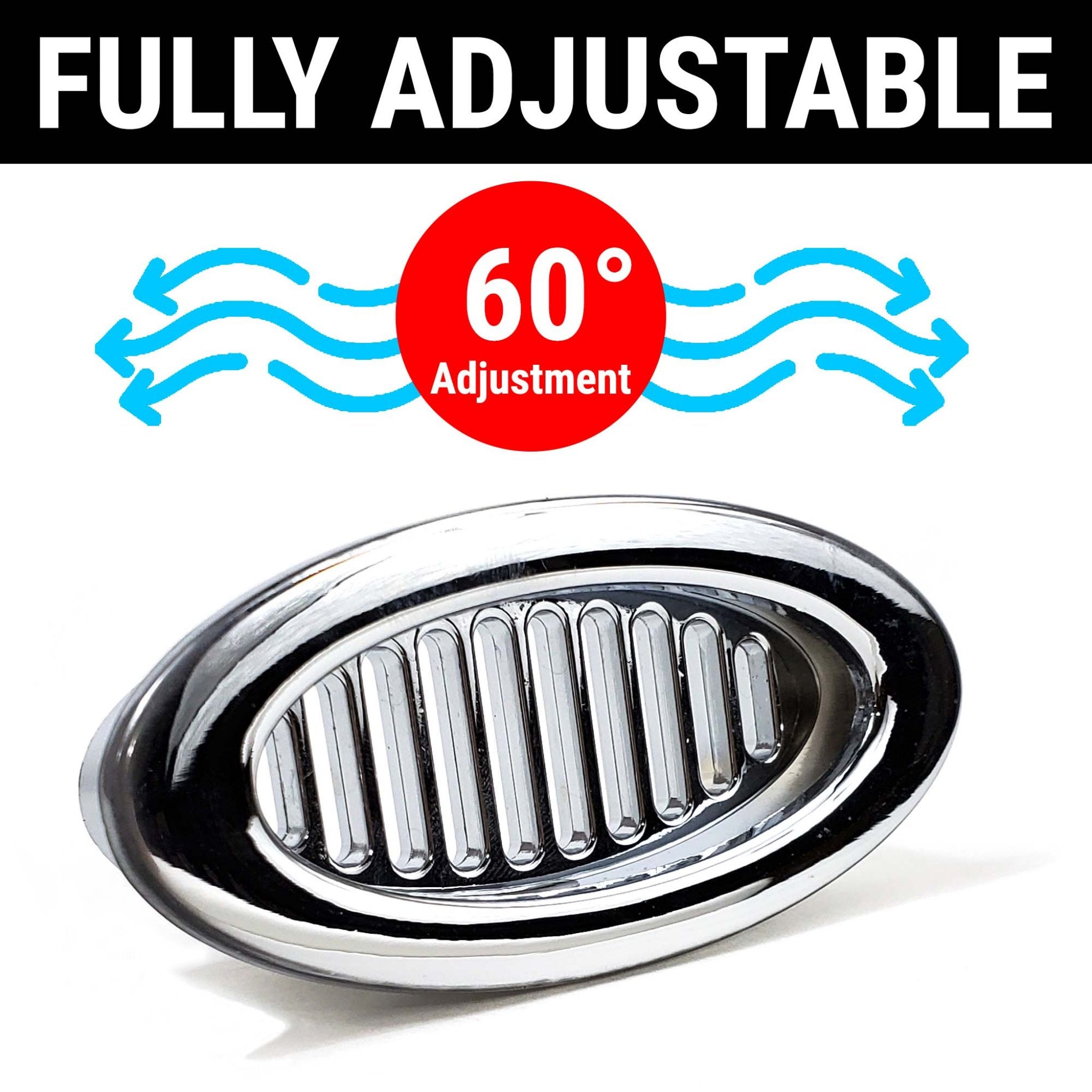Billet Chrome Oval AC Air Conditioning Heater Dash Vent Universal Hood Louver