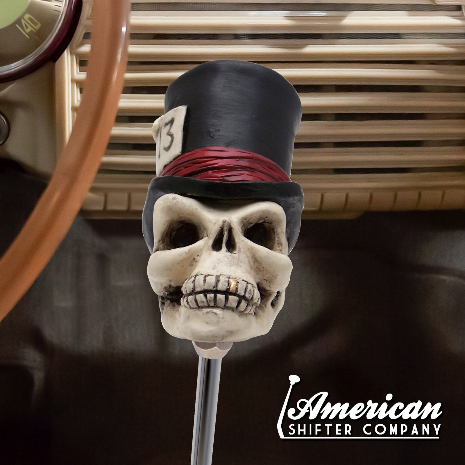 Timmy the Top Hat Skull Custom Shift Knob Handcrafted Limited Edition - Hot Rod