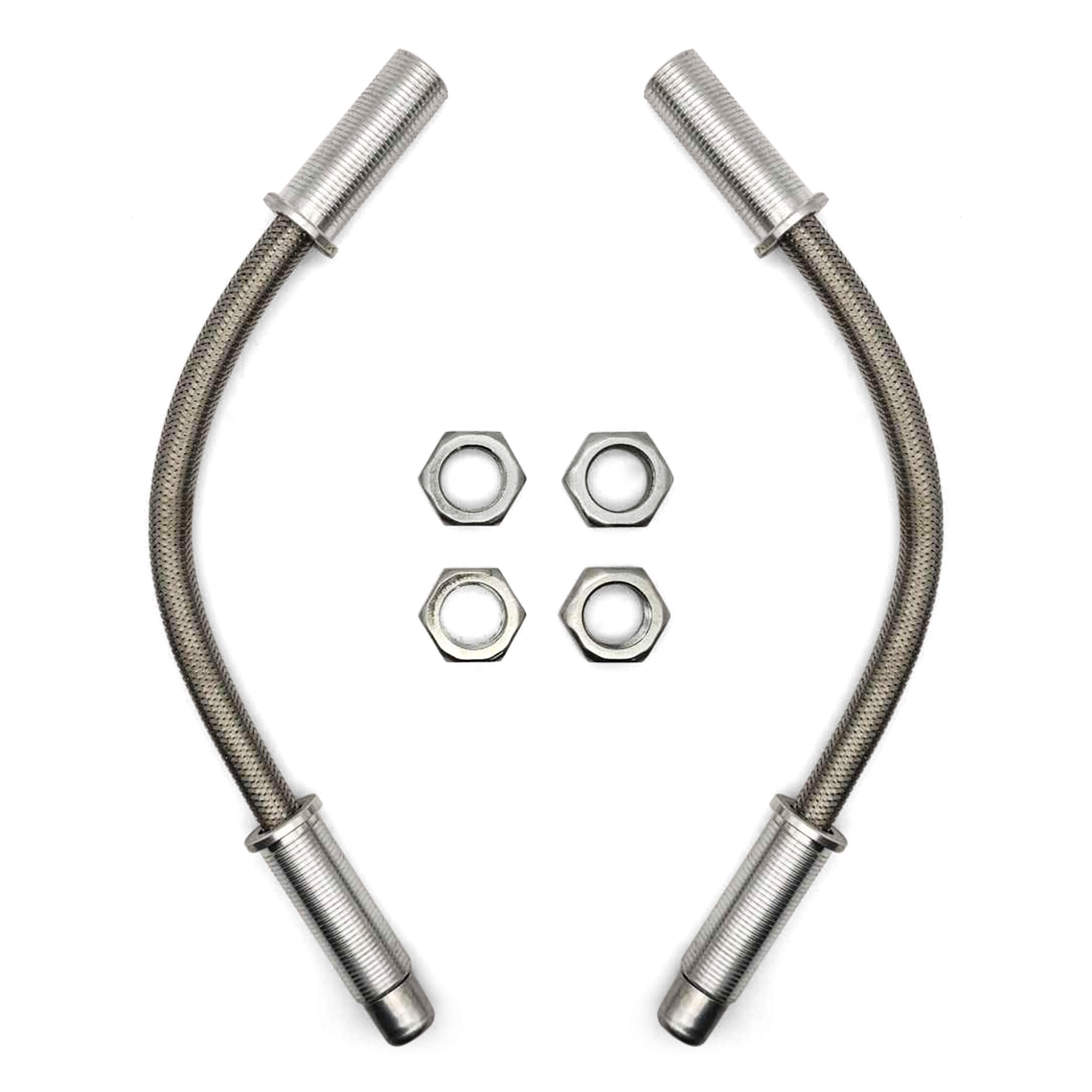 12" Billet Aluminum & Stainless Steel Braided Door Loom Wire Hose Conduit Pair