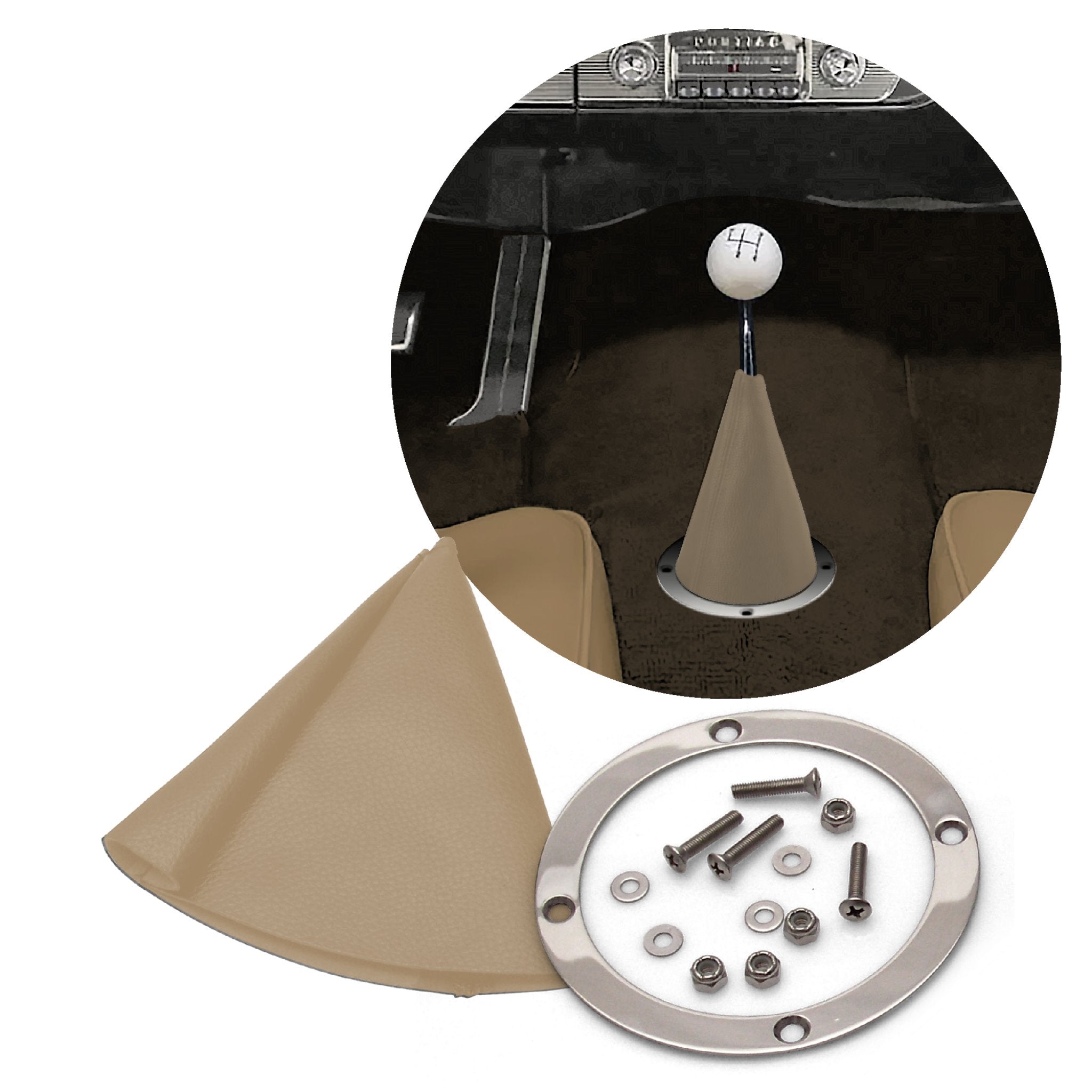 Vertical Shifter or Emergency Brake Boot with Round Trim Ring