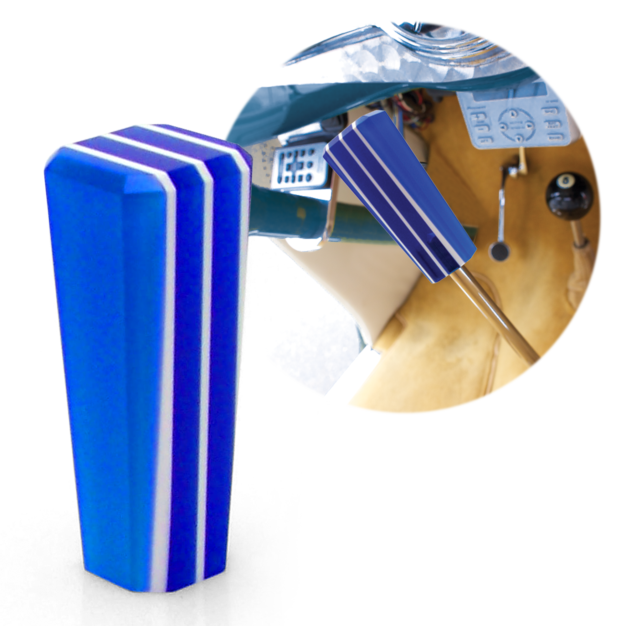Blue Stripe Stix Translucent Custom Shift Knob Stick Candy-Like Look - Beer Tap
