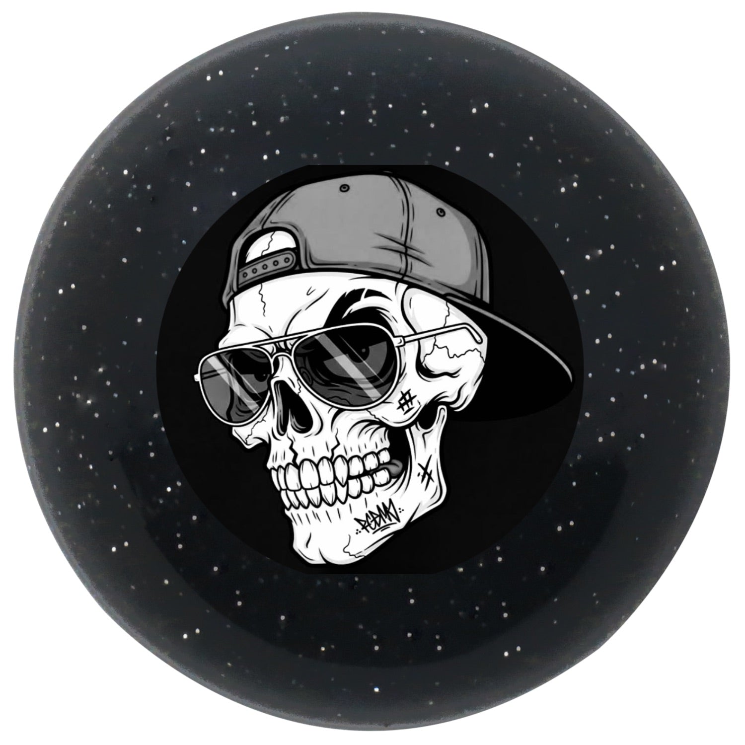 Custom Printed Translucent Metal Flake Sparkle Retro Vintage Round Shift Knob with 16mm x 1.5 Insert 373